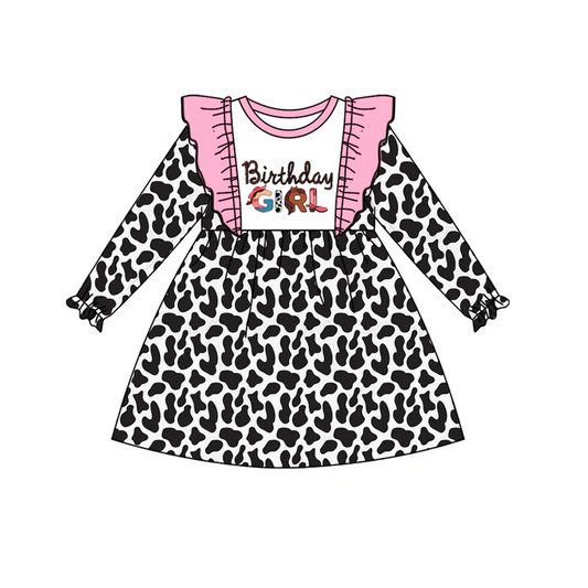 Custom Baby Girls Birthday Girl Western Knee Length Dresses D 5.7