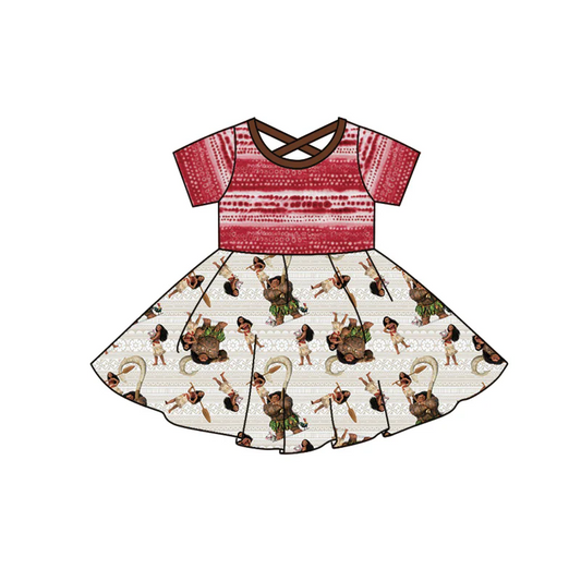 Custom Baby Girls Princess Cross Back Knee Length Dresses D 5.7