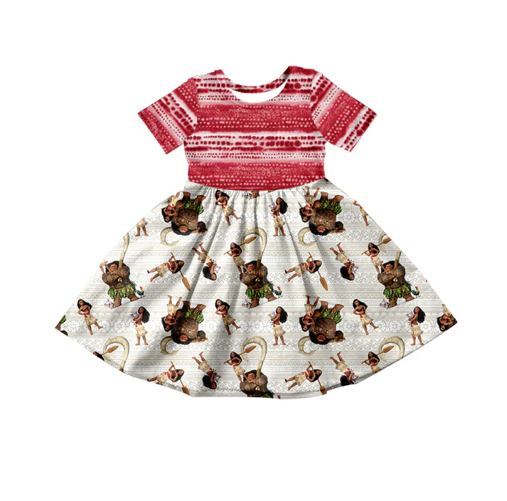 Custom Baby Girls Princess Short Sleeve Knee Length Dresses  D 5.7