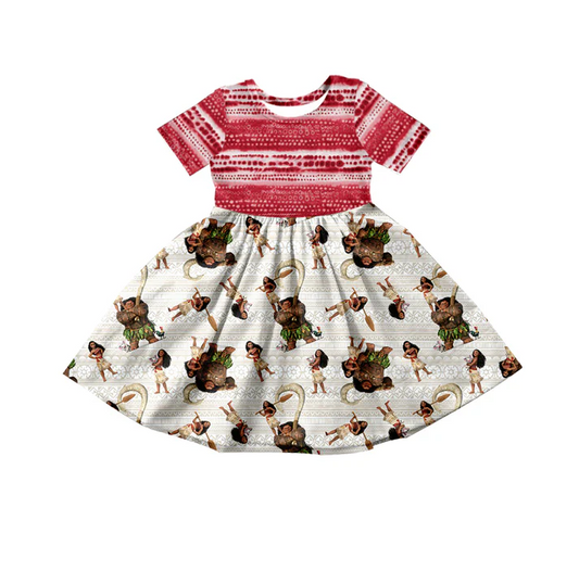 Custom Baby Girls Princess Short Sleeve Knee Length Dresses D 5.7