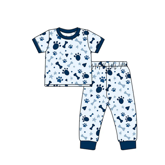 Custom Baby Kids Cartoon footprint Pants Pajamas Clothes Sets D 5.7
