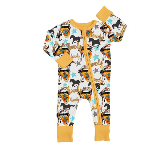 Custom Baby Girls Long Sleeve Howdy Zip Rompers D 5.7