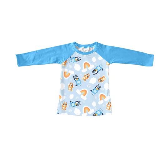 Custom Baby Boys Blue Dogs Rainbow Shirt Tee Shirts D 5.9