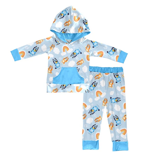 Custom Baby Boys Dogs Cartoon Hoodie Top Pants Clothes Sets   D 5.9