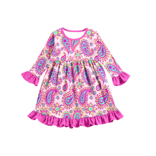 Custom Baby Girls Hotpink Paisley Knee Length Dresses D 5.9