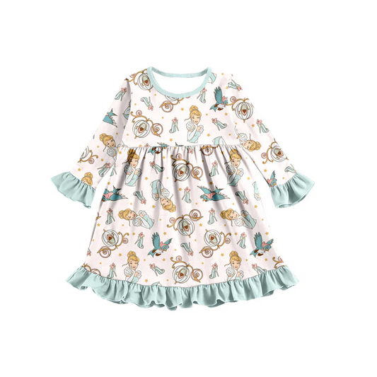 Custom Baby Girls Blue Princess Knee Length Dresses D 5.9