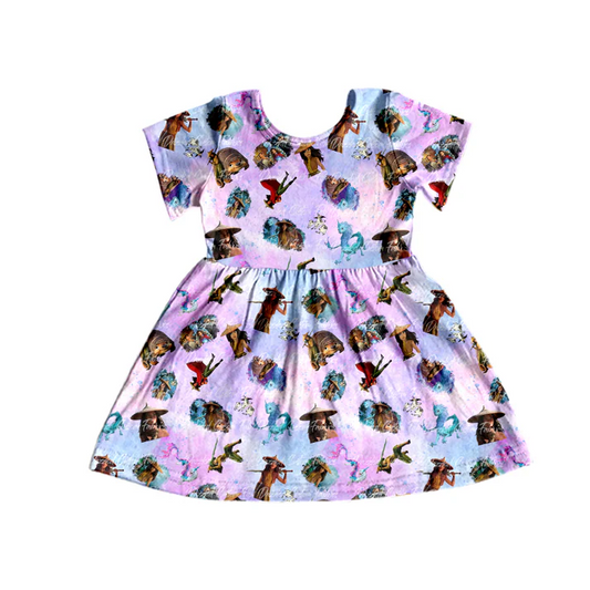 Custom Baby Girls Cartoon Movie Knee Length Dresses D 5.9