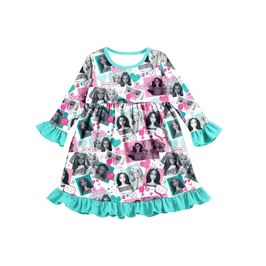 Custom Baby Girls Green Doll Long Sleeve Dresses D 5.9