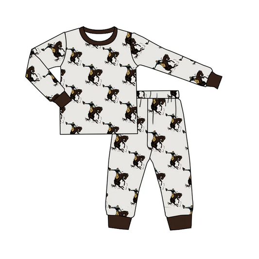 Custom Baby Kids Rodeo Spring Fall Pajamas Clothes Sets  D 5.10