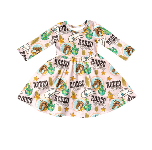 Custom Baby Girls Rodeo Twirl long sleeve Knee Length Dresses D 5.10