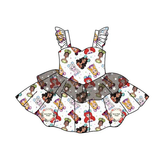 Custom Baby Girls Pink Doll Ruffle Straps Dresses D 5.10
