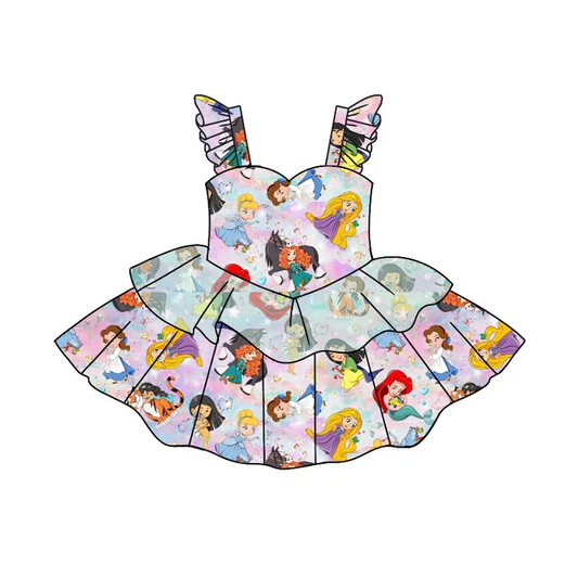 Custom Baby Girls Princess Ruffle Straps Dresses D 5.10