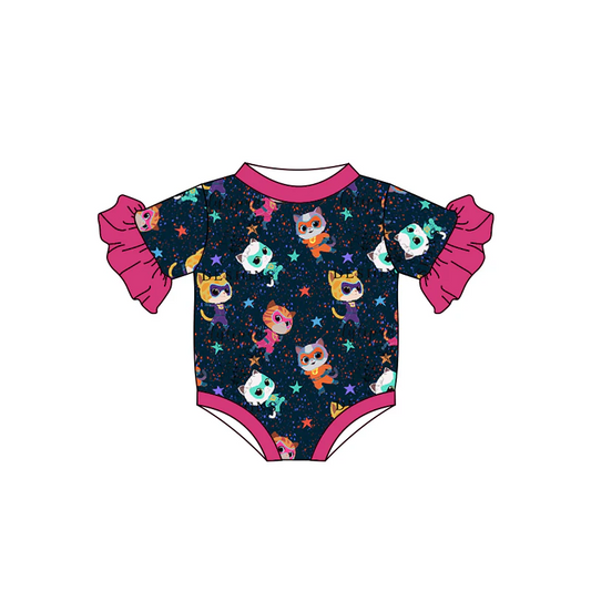 Custom Baby Kids Infant Cartoon Cats Rompers D 5.10