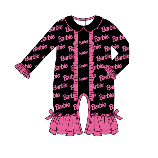 Custom Baby Kids Infant Pink Doll Ruffle Rompers D 5.12