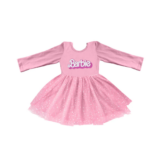Custom Baby Girls Long Sleeve Doll Pink Sparkle Tutu Dresses D 5.12