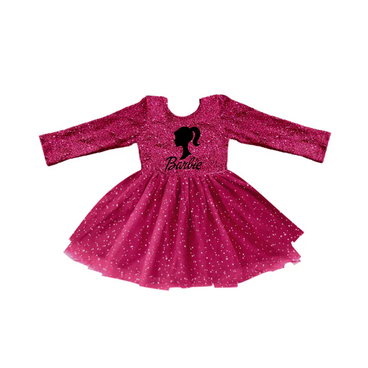 Custom Baby Girls Long Sleeve Doll Sparkle Tutu Dresses D 5.12