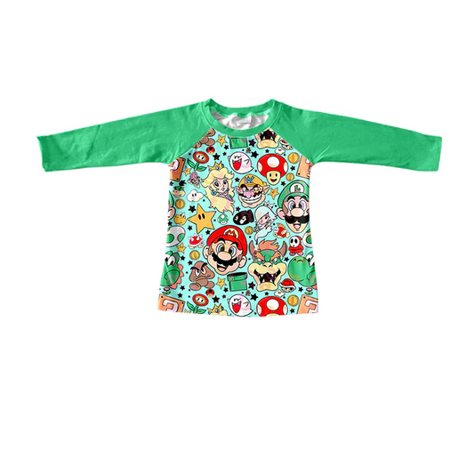 Custom Baby Boys Green Game Long Sleeve Shirts D 5.12