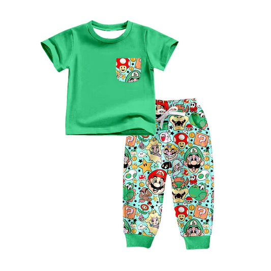 Custom Baby Boys Green Game Pocket Pants Clothing Sets D 5.12