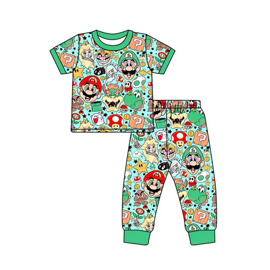Custom Baby Boys Green Game Pajamas Clothing Sets D 5.12