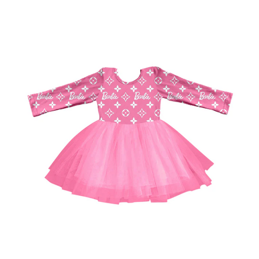 Custom Baby Girls Long Sleeve Doll Flowers Tutu Dresses D 5.12