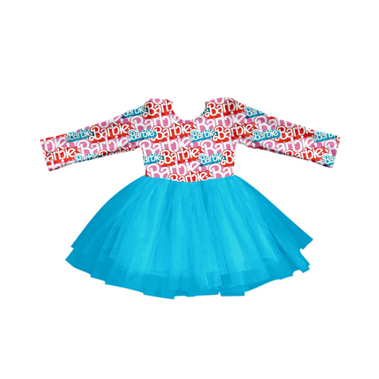 Custom Baby Girls Long Sleeve Doll Words Tutu Dresses D 5.12