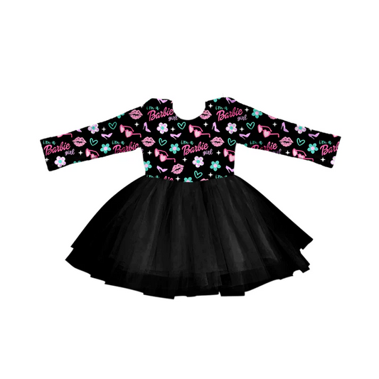 Custom Baby Girls Long Sleeve Doll Black Tutu Dresses D 5.12