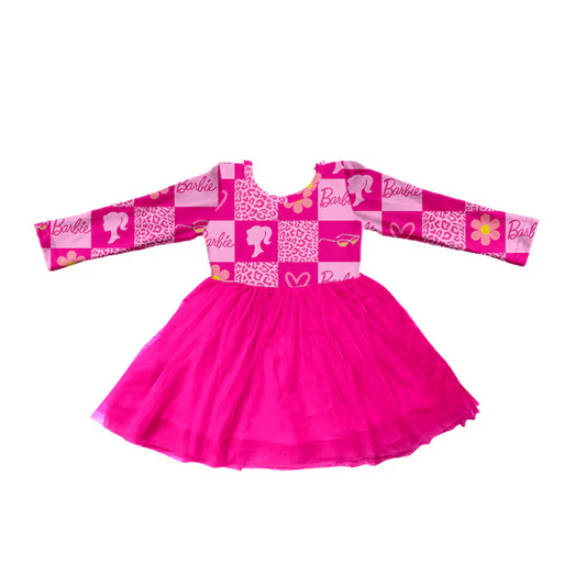 Custom Baby Girls Long Sleeve Doll Pink Tutu Dresses D 5.13