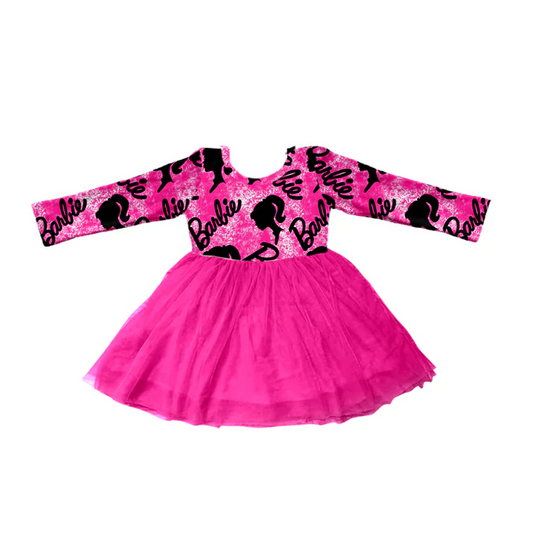 Custom Baby Girls Long Sleeve Black Doll Tutu Dresses D 5.13