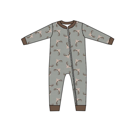 Custom Baby Boys Deer Head Zip Rompers D 5.13
