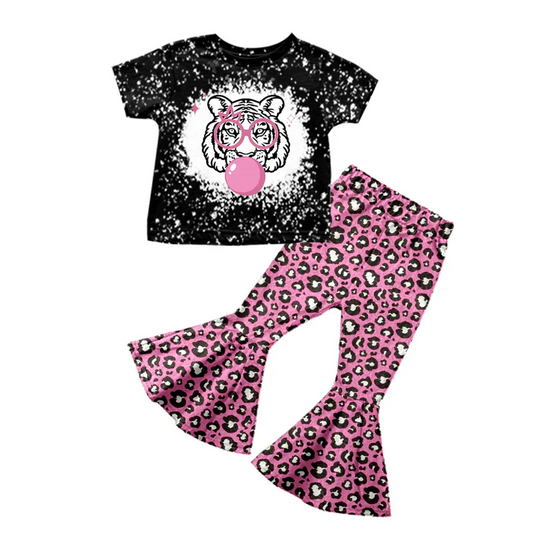 Custom Baby Girls Tiger Pink Leopard Bell Pants Clothing Sets D 5.13
