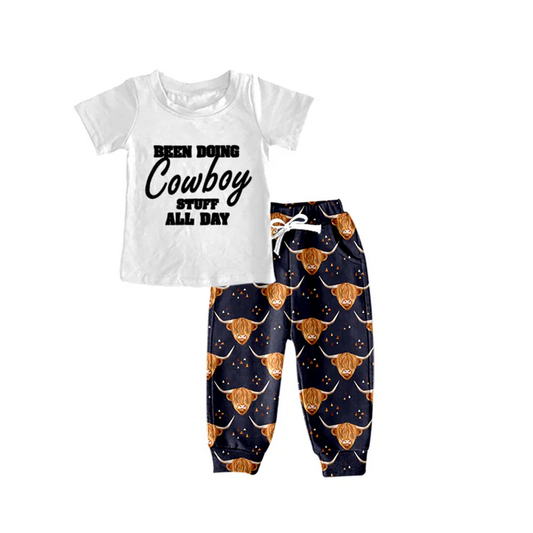 Custom Baby Boys Western Cowboy Shirt Pants Clothing Sets D 5.13
