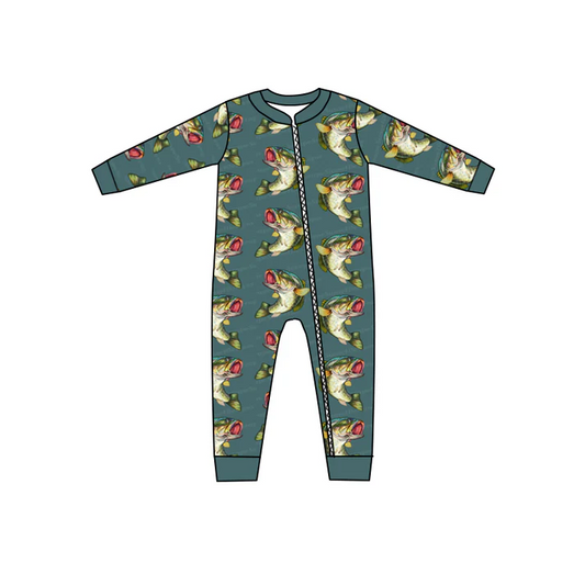 Custom Baby Kids Fish Fall Zip Rompers D 5.13