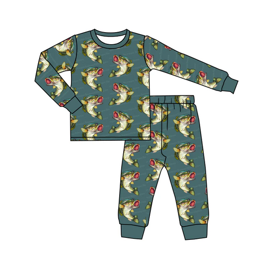 Custom Baby Boys Fishing Pants Pajamas Clothing Sets D 5.13