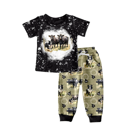 Custom Baby Boys Farm Shirt Western Pants Clothing Sets  D 5.13