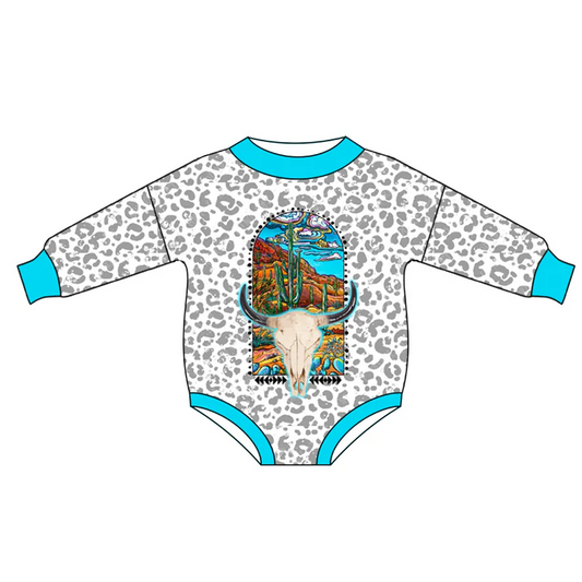 Custom Western Leopard Baby Girls Cactus Cow Rompers D 5.13