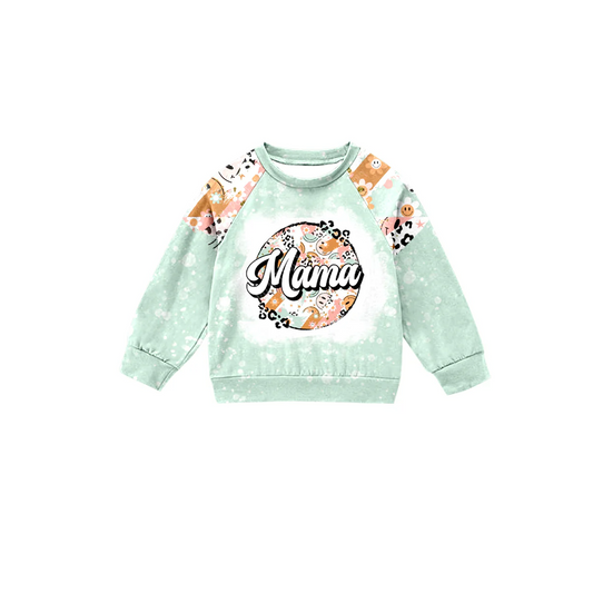 Custom Adult Women Mama Flowers Green Long Sleeve Raglan Shirts D 5.13