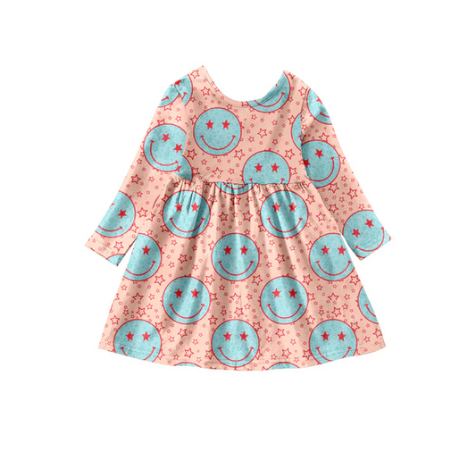 Custom Smile Stars Baby Girls Children A-Line Dresses D 5.13