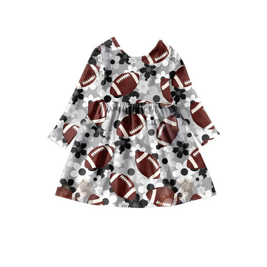 Custom Football Flowers Baby Girls Children A-Line Dresses D 5.13