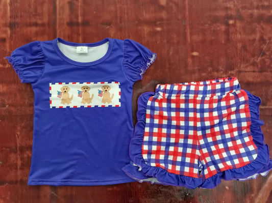 Custom July 4th Cute Dog Gingham Shorts Set D 5.17