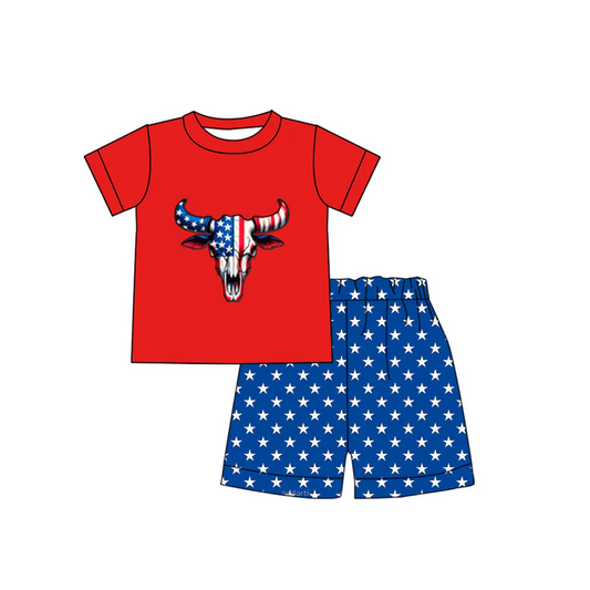 Custom Baby Boys July 4th Steer's Skull Outfit D 5.17