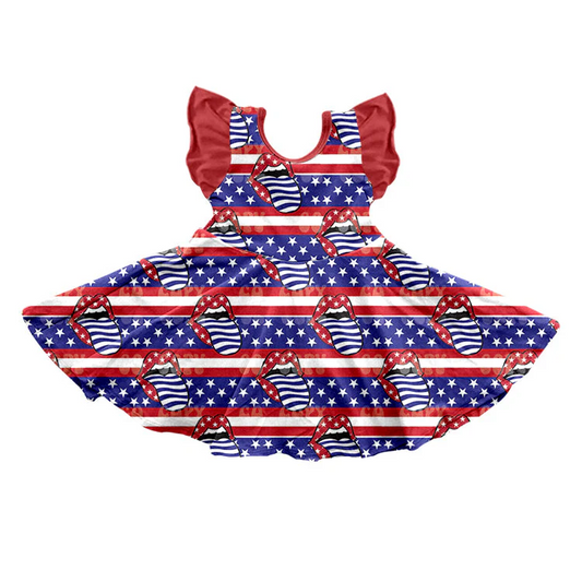 Custom Summer Baby Girls USA July 4th Twirl Dress D 5.17