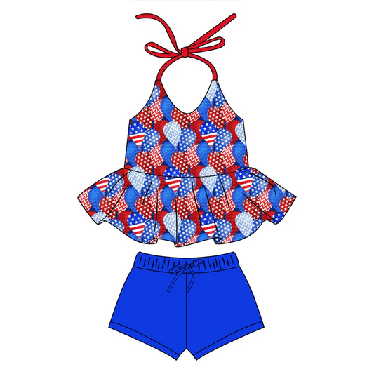 Custom Baby Girls July 4th Balloon Shorts Outfit Summer D 5.17