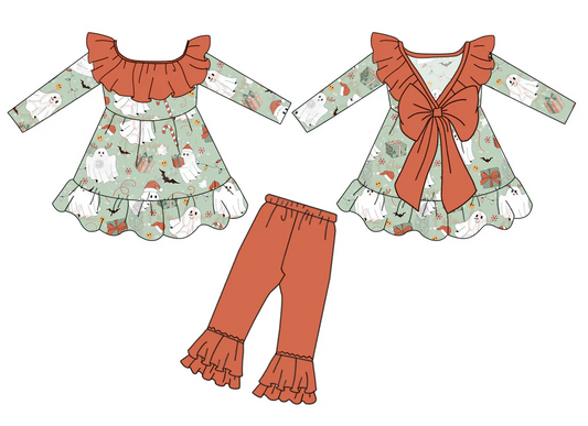 Custom Baby Girls Christmas Ghost Outfit  D 5.17