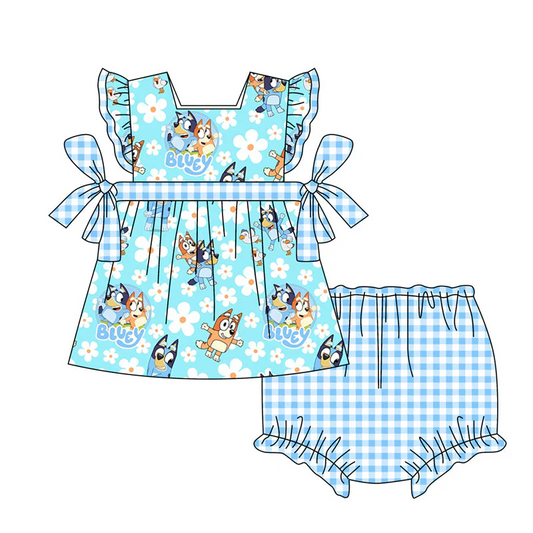 Custom Newborn Baby Girls Cartoon Dog Bummie Set