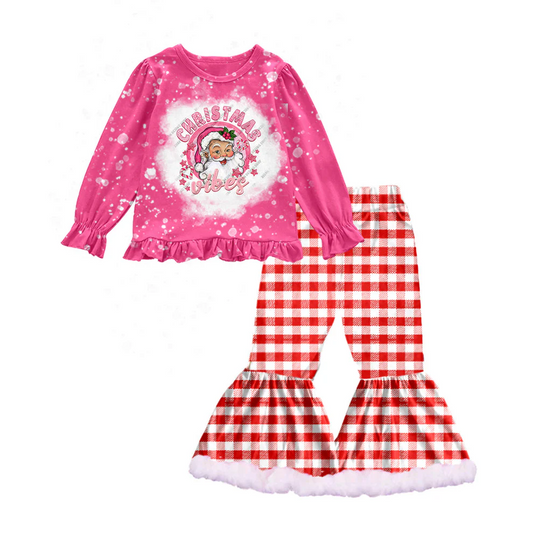 Custom Kids Girls Christmas Vibes Pink Outfit  D 5.19