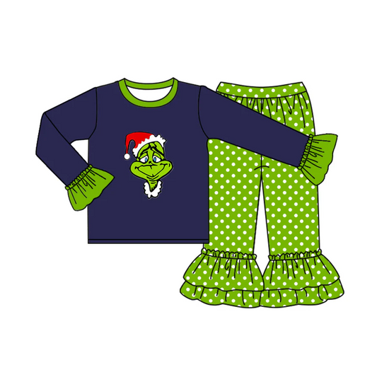 Custom Baby Girls Christmas Green Face Outfit  D 5.19