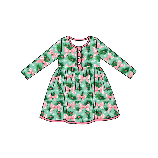 Custom Baby Girls Christmas Tree Bow Dress D 5.19