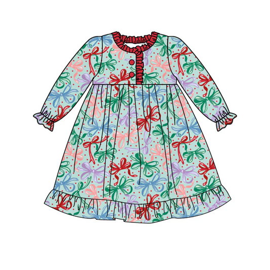 Custom Baby Girls Christmas Bow Dress D 5.19