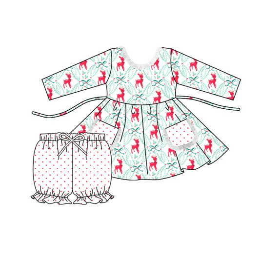 Custom Kids Girls Christmas Reindeer Outfit D 5.19