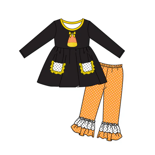Custom Baby Girls Halloween Candy Bow Tunic Pants Clothes Sets D 5.19